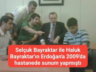 Selçuk Bayraktar ile Haluk Bayraktar'ın Erdoğan'a 2009'da hastanede sunum yapmıştı